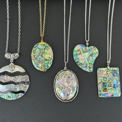 Natural Abalone Shell Tree Of Life Necklace Lot