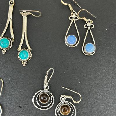 Earrings 925 Sterling Silver Plated Handmade Gemstone 