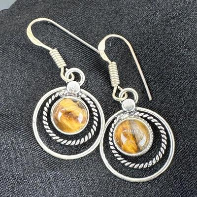 Earrings 925 Sterling Silver Plated Handmade Gemstone 