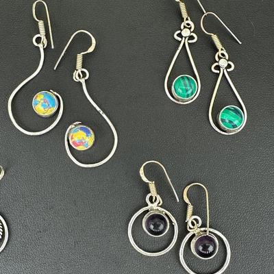 Earrings 925 Sterling Silver Plated Handmade Gemstone 