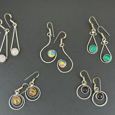 Earrings 925 Sterling Silver Plated Handmade Gemstone 