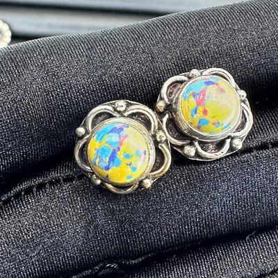 Earrings 925 Sterling Silver Plated Handmade Gemstone 