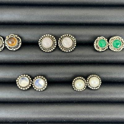 Earrings 925 Sterling Silver Plated Handmade Gemstone 