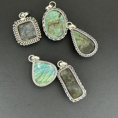 Labradorite Pendant 925 Sterling Silver Plated Handmade Gemstone 