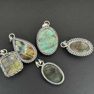 Labradorite Pendant 925 Sterling Silver Plated Handmade Gemstone 