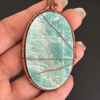 Necklace Amazonite 925 Sterling Silver Plated Handmade Gemstone 