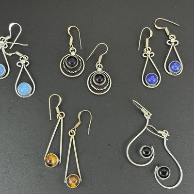 Earrings 925 Sterling Silver Plated Handmade Gemstone 