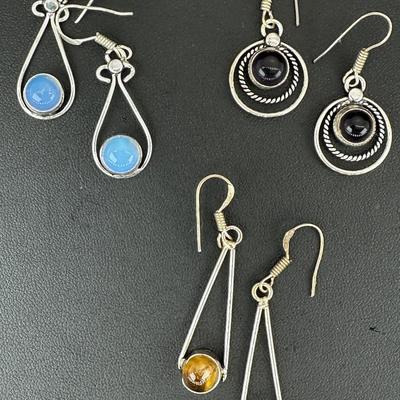 Earrings 925 Sterling Silver Plated Handmade Gemstone 