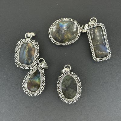 Labradorite Pendant 925 Sterling Silver Plated Handmade Gemstone 