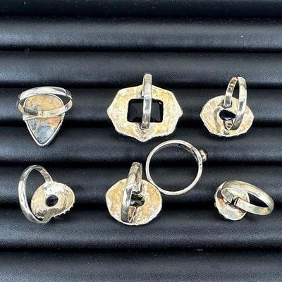 Assorted 925 Sterling Silver Plated Handmade Gemstone Rings For Women  Sizes 4 To 10