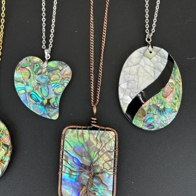 Natural Abalone Shell Tree Of Life Necklace Lot