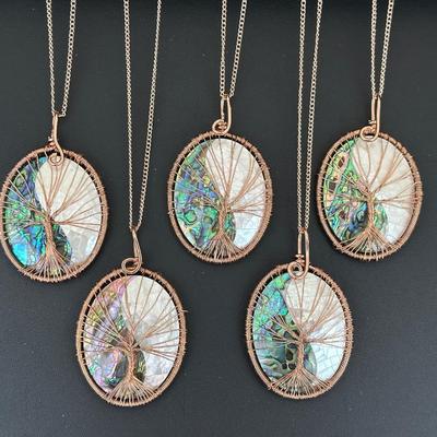 Natural Abalone Shell Tree Of Life Necklace Lot