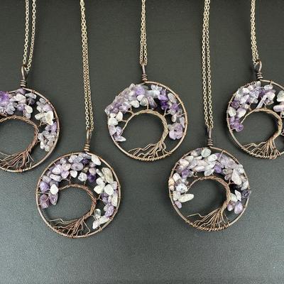 Amethyst Tree Of Life Necklace Lot