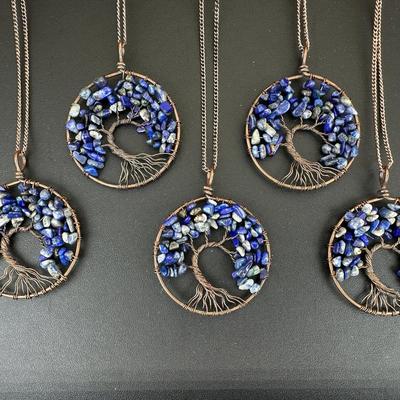Lapis Lazuli Tree Of Life Necklace Lot