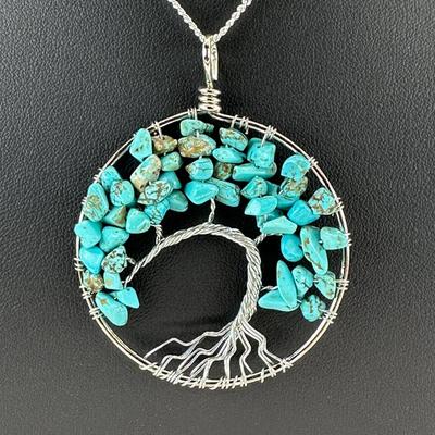 Turquoise Tree Of Life Necklace Lot