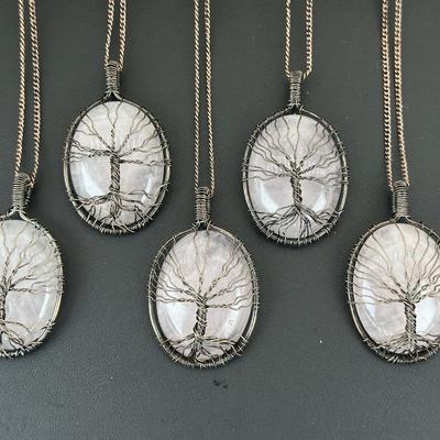 Rose Quartz Tree Of Life Necklace Lot