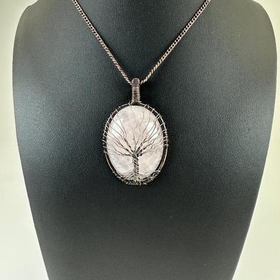 Rose Quartz Tree Of Life Necklace Lot