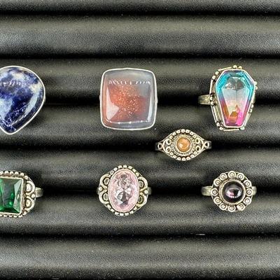 Assorted 925 Sterling Silver Plated Handmade Gemstone Rings For Women  Sizes 4 To 10