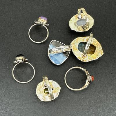 Assorted 925 Sterling Silver Plated Handmade Gemstone Rings For Women  Sizes 4 To 10