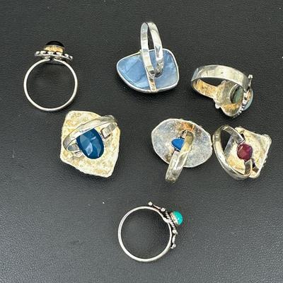 Assorted 925 Sterling Silver Plated Handmade Gemstone Rings For Women  Sizes 4 To 10