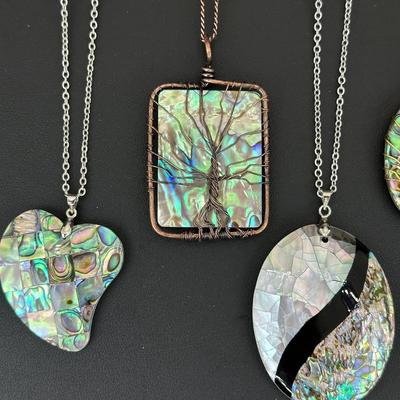 Natural Abalone Shell Tree Of Life Necklace Lot