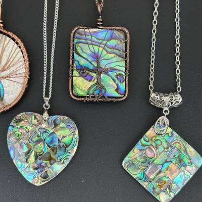 Natural Abalone Shell Tree Of Life Necklace Lot