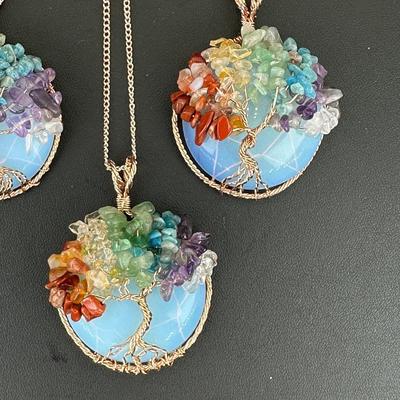Opal Mix Gemstone Tree Of Life Necklace Lot