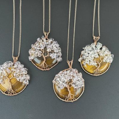 Tiger Eye Mix Gemstone Tree Of Life Necklace Lot