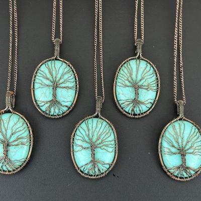Turquoise Synthetic Tree Of Life Necklace Lot
