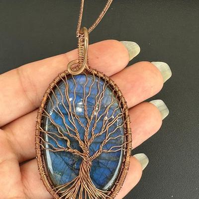 Necklace Blue Labradorite 925 Sterling Silver Plated Handmade Gemstone 