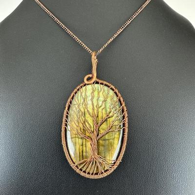 Necklace Yellow Labradorite 925 Sterling Silver Plated Handmade Gemstone 