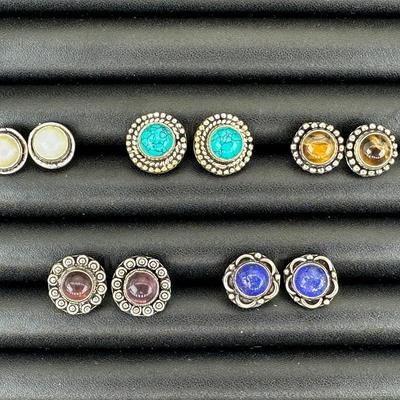 Earrings 925 Sterling Silver Plated Handmade Gemstone 