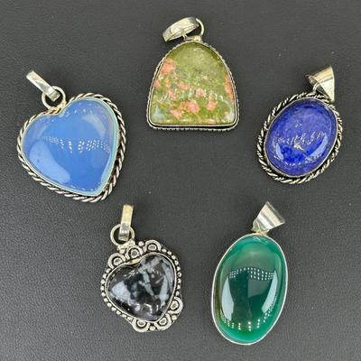 Mix Pendant 925 Sterling Silver Plated Handmade Gemstone 