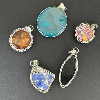 Mix Pendant 925 Sterling Silver Plated Handmade Gemstone 
