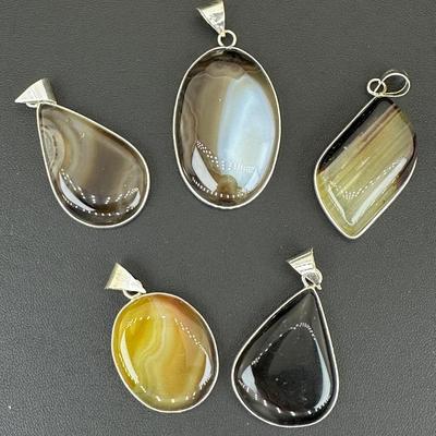 Agate Pendant 925 Sterling Silver Plated Handmade Gemstone 