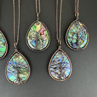 Natural Abalone Shell Tree Of Life Necklace Lot