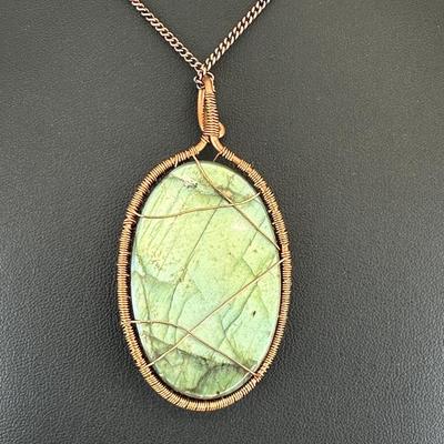 Necklace Green Labradorite 925 Sterling Silver Plated Handmade Gemstone 