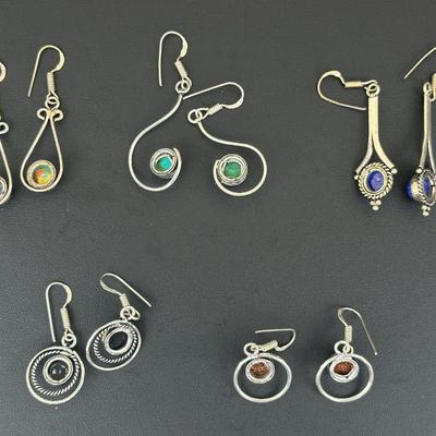 Earrings 925 Sterling Silver Plated Handmade Gemstone 