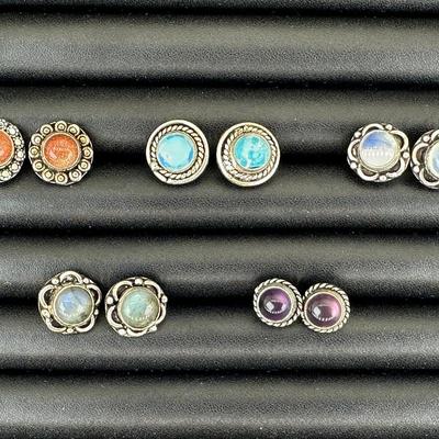 Earrings 925 Sterling Silver Plated Handmade Gemstone 