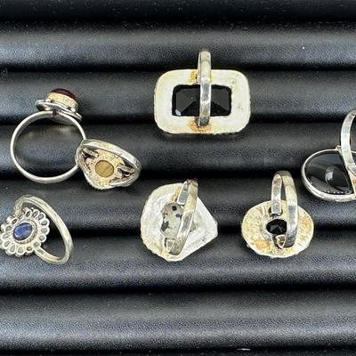 Assorted 925 Sterling Silver Plated Handmade Gemstone Rings For Women  Sizes 4 To 10