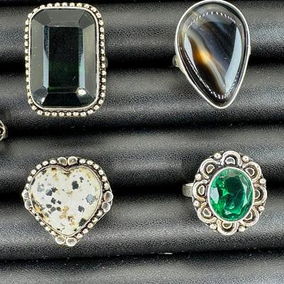 Assorted 925 Sterling Silver Plated Handmade Gemstone Rings For Women  Sizes 4 To 10