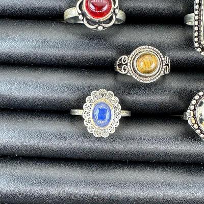 Assorted 925 Sterling Silver Plated Handmade Gemstone Rings For Women  Sizes 4 To 10