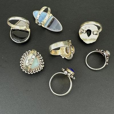 Assorted 925 Sterling Silver Plated Handmade Gemstone Rings For Women  Sizes 4 To 10