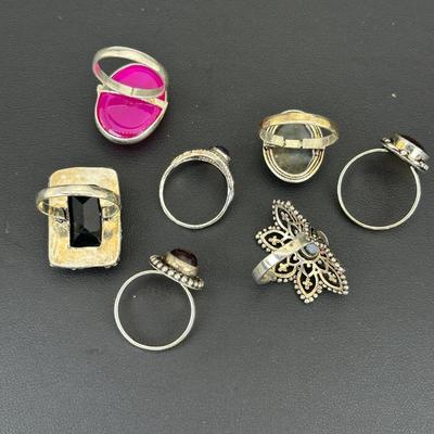 Assorted 925 Sterling Silver Plated Handmade Gemstone Rings For Women  Sizes 4 To 10