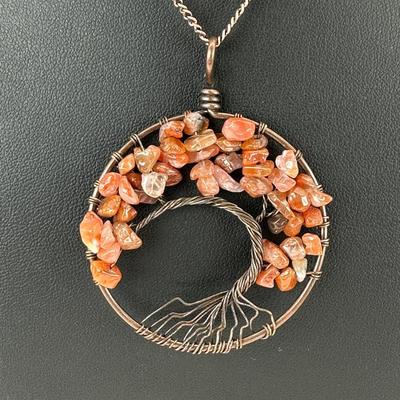 Red Agat Tree Of Life Necklace Lot