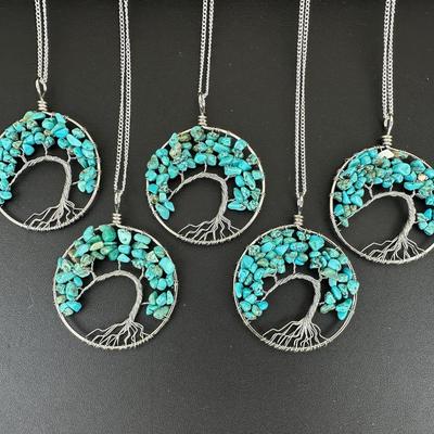 Turquoise Tree Of Life Necklace Lot