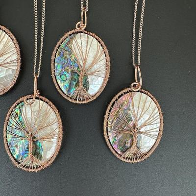 Natural Abalone Shell Tree Of Life Necklace Lot