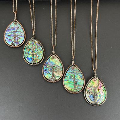 Natural Abalone Shell Tree Of Life Necklace Lot