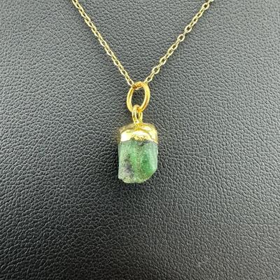 Necklace 925 Sterling Silver Natural Raw Green Emerald  Gemstone (Tested)