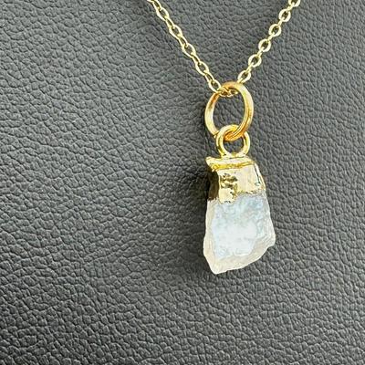 Necklace 925 Sterling Silver Natural  Raw Moonstone Gemstone (Tested)